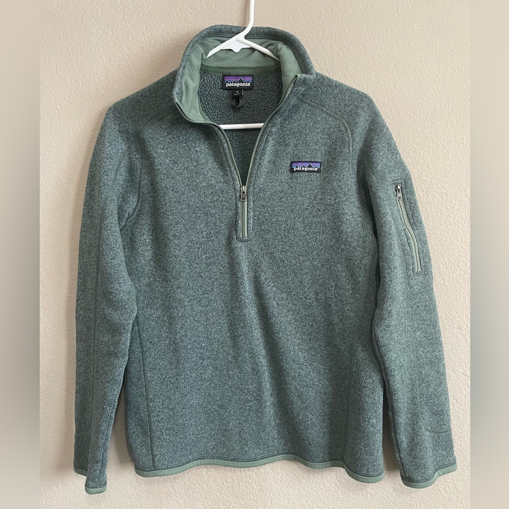Women’s Patagonia 1/4 Zip Better Sweater Green Pullover Size Medium